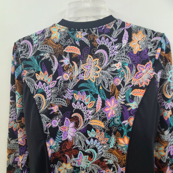 fit 4 u Sz 16  Long Sleeve Top Zip Up Swimwear Jacket Built in Bra 505252 Paisle - Picture 5 of 7